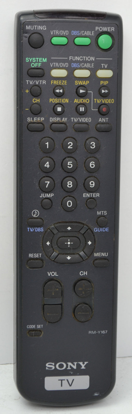 Sony RM-Y167 DVD VCR Combo Player/TV Remote Control CRK84B2 DR4SC DV35V68 DV36FV1 KO27S45 KP35S35 KP41T25 KV27V35 KB27V40 KV29V65M-Remote-SpenCertified-refurbished-vintage-electonics
