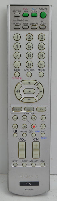 Sony RM-Y915 Television / TV Remote Control KDF-42WE655 KDF-50WE655 KDF-55WF655 KDF-55XS955 KDF-60WF655 KDF-60WF655K KDF-60XS955 KDP-51WS655 KDP-57WS655-Remote-SpenCertified-refurbished-vintage-electonics