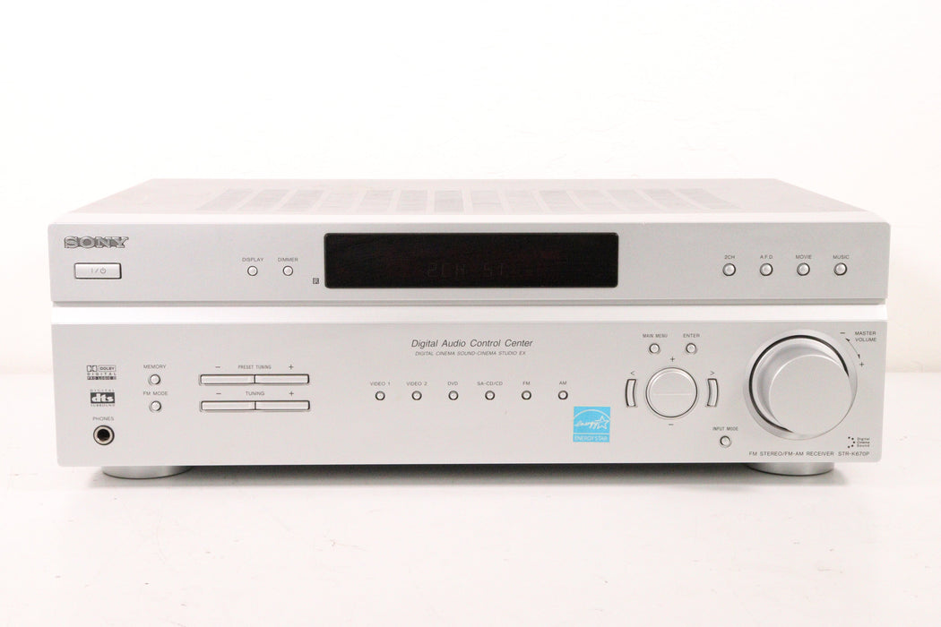 Sony STR-K670P FM Stereo/FM/AM Receiver 5.1 Optical Digital Silver (No Remote)-Audio & Video Receivers-SpenCertified-vintage-refurbished-electronics