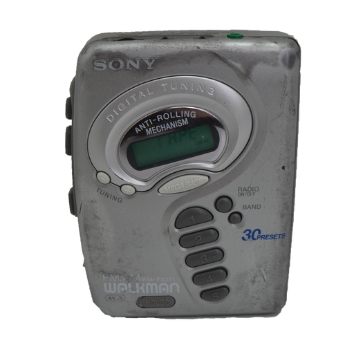 Sony Silver Walkman Portable Cassette Player and AM/FM Radio Anti-Rolling Mechanism Mega Bass (WM-FX271)-Electronics-SpenCertified-refurbished-vintage-electonics