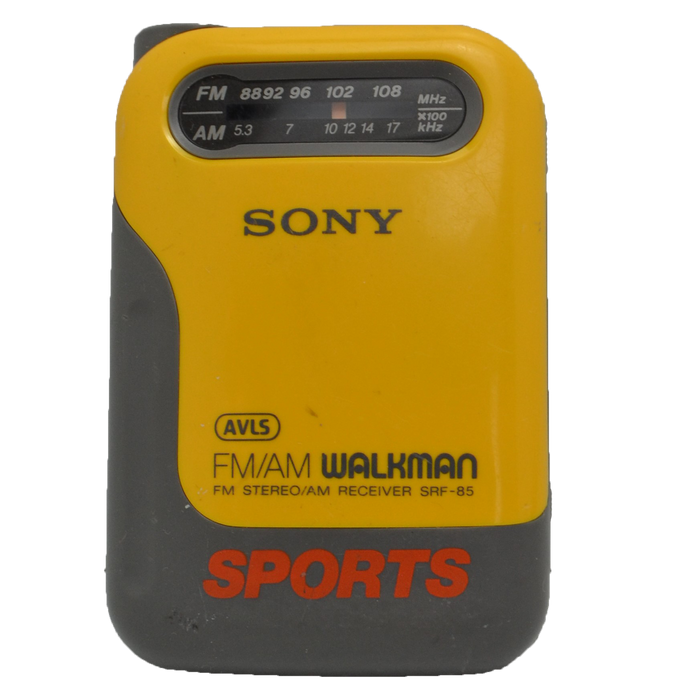 Sony Walkman SRF-85 Sports FM/AM Stereo Mega Bass Yellow Portable w/ Belt Clip-Electronics-SpenCertified-refurbished-vintage-electonics