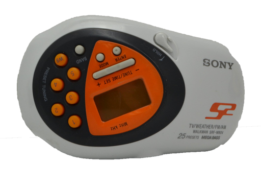 Sony Walkman SRF-M80V Sports FM/AM Stereo Walkman Mega Bass White/Orange Portable w/ Wristband-Electronics-SpenCertified-refurbished-vintage-electonics