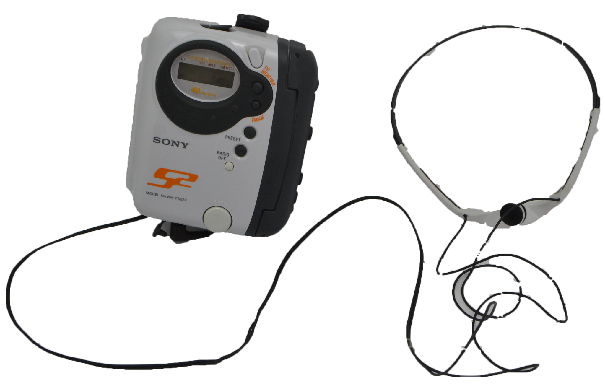 Sony Walkman WM-FS222 White/Orange Sports Portable Cassette Player