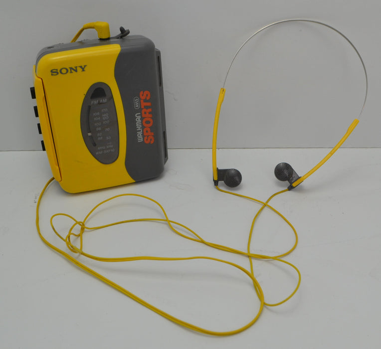 Sony Yellow Walkman Sports Portable Cassette Player and Radio AVLS w/ Headphones (WM-SXF10)-Electronics-SpenCertified-refurbished-vintage-electonics