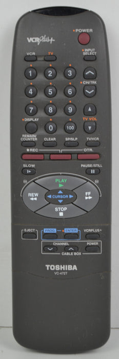 Toshiba VC-472T VCR VHS Player Remote Control-Remote-SpenCertified-refurbished-vintage-electonics