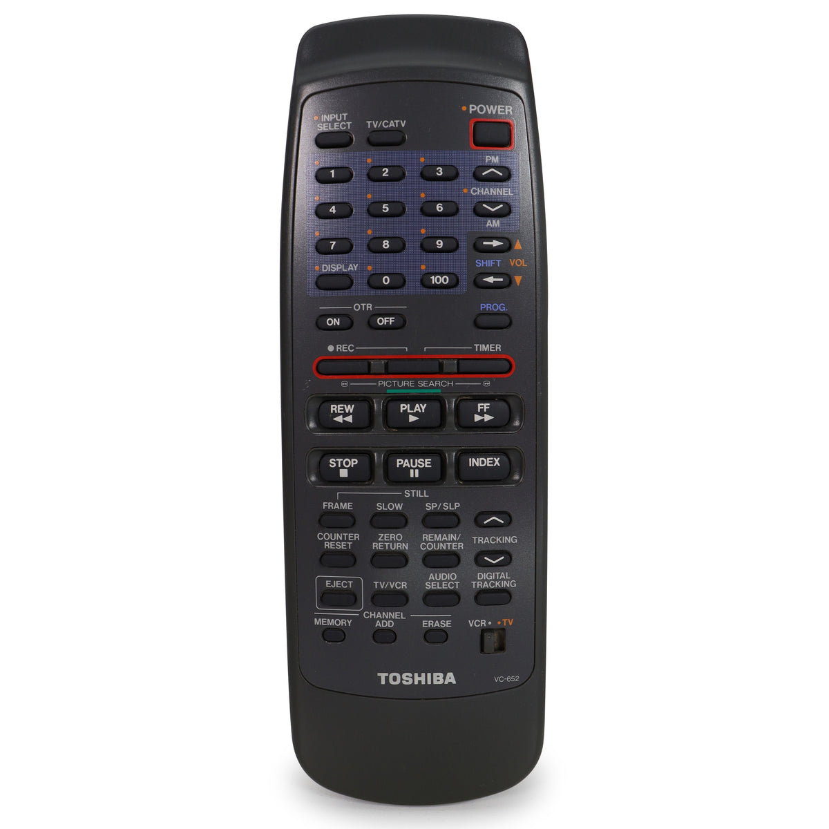Toshiba VC-652 VCR Remote Control For Model M-652 — SpenCertified
