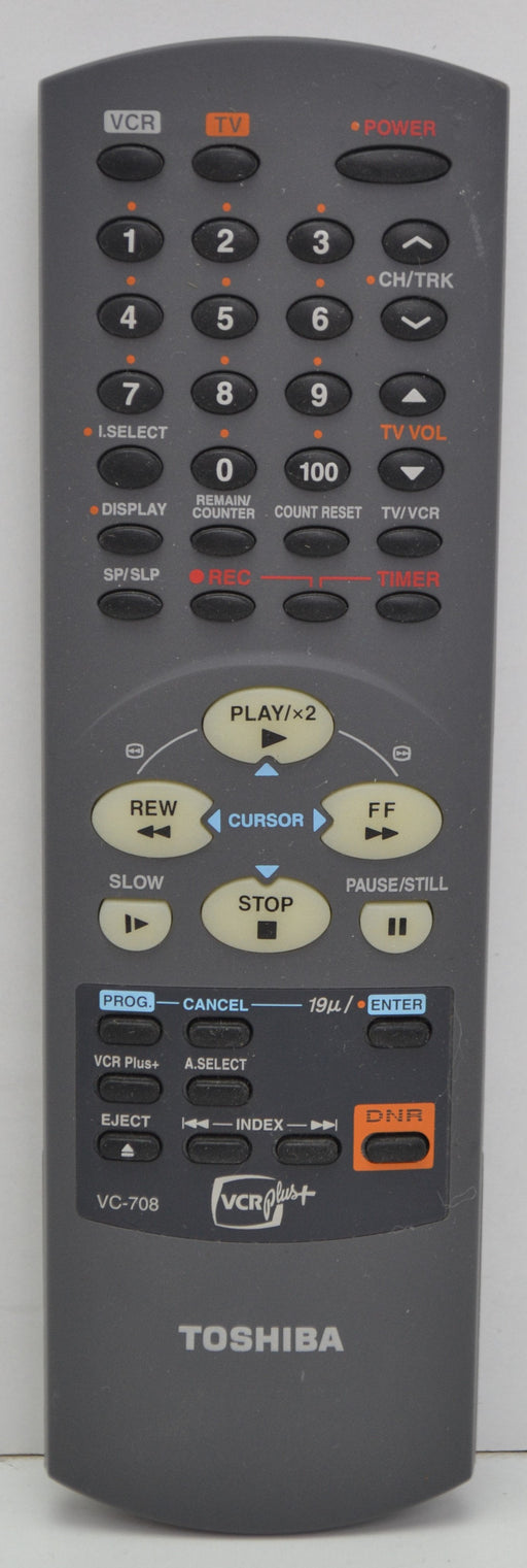 Toshiba VC-708 Remote Control for VHS Player W-708-Remote-SpenCertified-refurbished-vintage-electonics