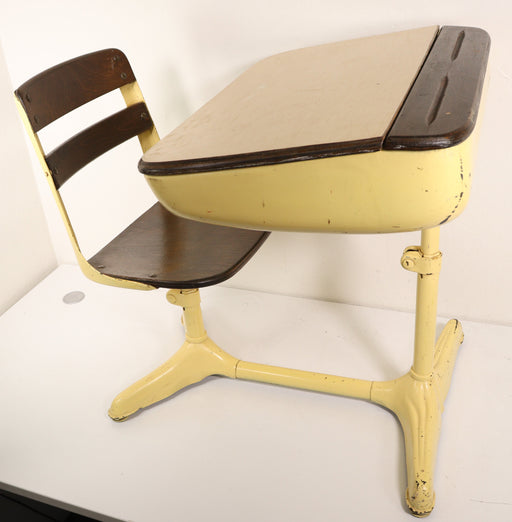 Vintage Children's School Desk Tan and Brown (FREE SHIPPING)-Desks-SpenCertified-vintage-refurbished-electronics