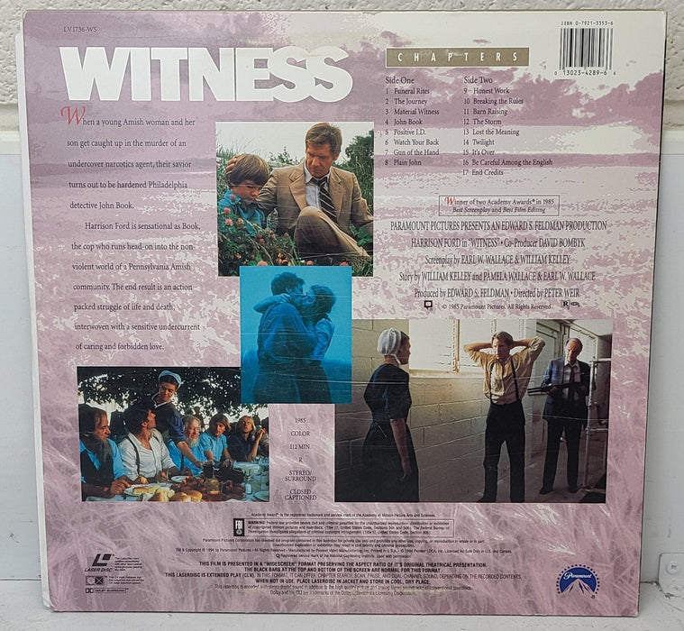 Witness with Harrison Ford LaserDisc Movie-Electronics-SpenCertified-refurbished-vintage-electonics