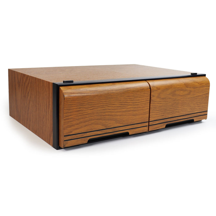 Wood Grain 2 Drawer VHS 18 Tape Storage Case-Electronics-SpenCertified-refurbished-vintage-electonics