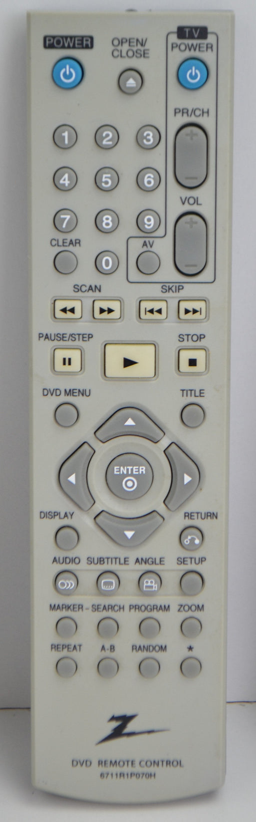 Zenith 6711R1P070H DVD REMOTE CONTROL DVB412 DVB413 DVB418-Remote-SpenCertified-refurbished-vintage-electonics